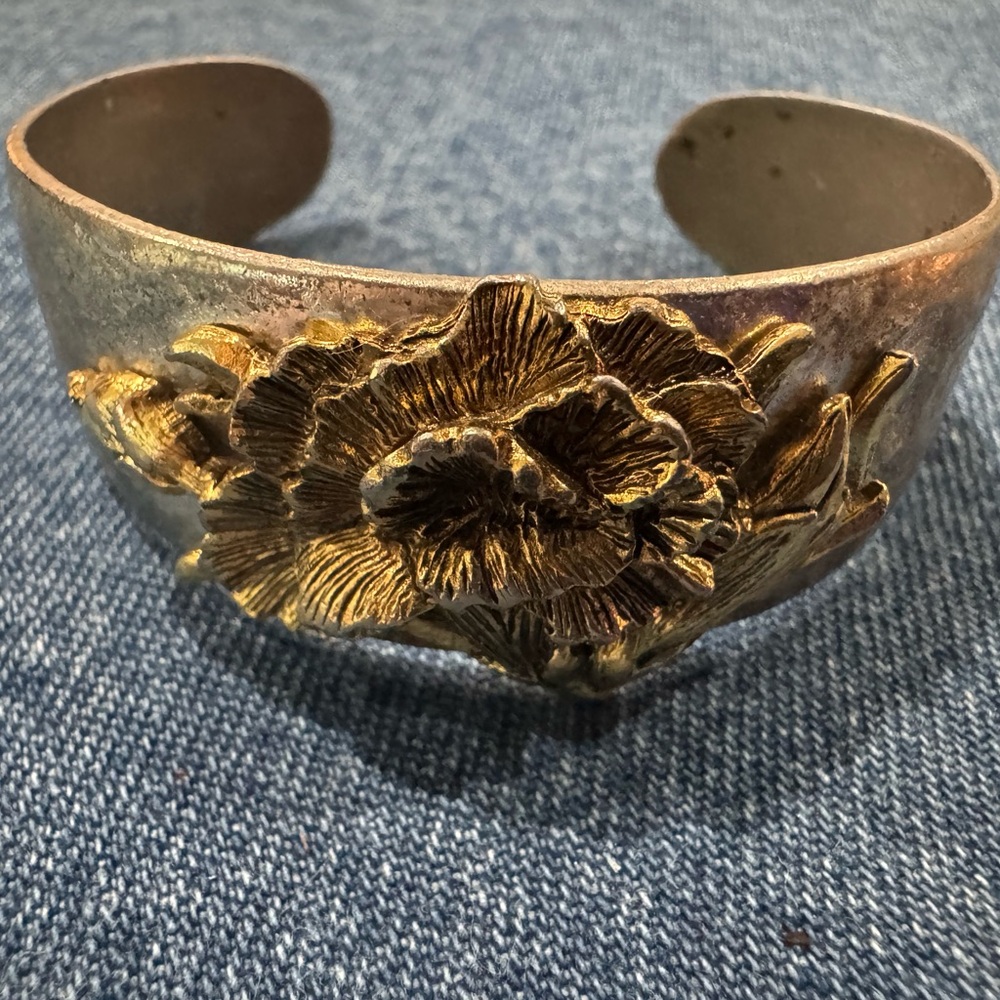Pewter & brass birthday cuff bracelet